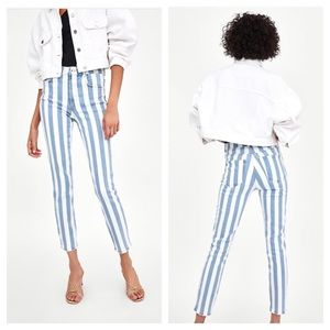 NWT Zara striped high rise jeans